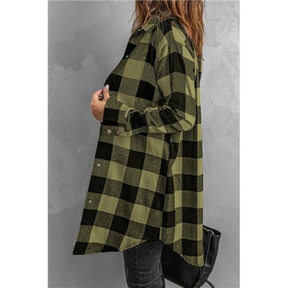 Color Block Plaid Shacket Jacket Womens Fall Clothes Fashion Outfits - Picture 3 of 7